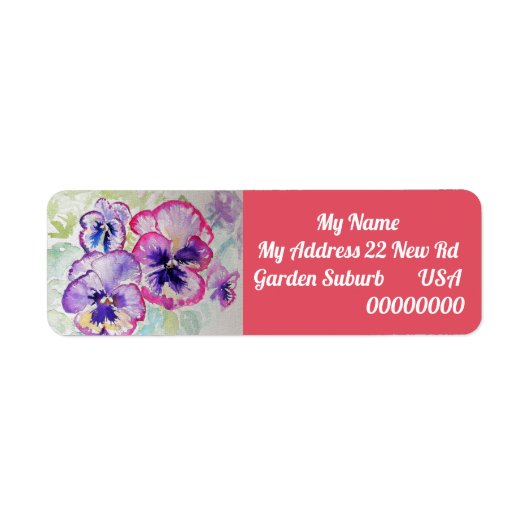 Pansy Waterverf Flower Return-adreslabels Etiket (Voorkant)