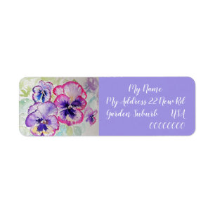 Pansy Waterverf Flower Return-adreslabels Etiket