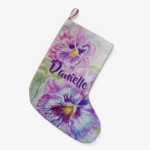 Pansy Waterverf Flowers Floral Name Stocking Kleine Kerstsok (Voorkant (Hangend))