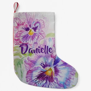 Pansy Waterverf Flowers Floral Name Stocking Kleine Kerstsok