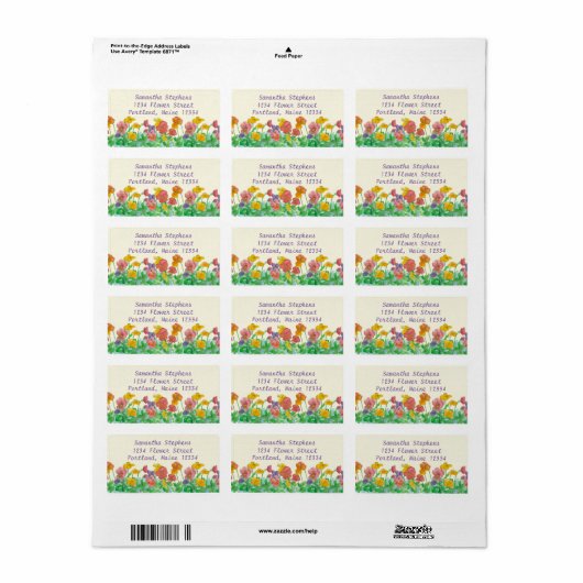 Pansy Waterverf Flowers Rainbow-kleuren Etiket (Full Sheet)