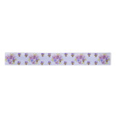Pansy Waterverf Paars floreel Satin Ribbon Satijnen Lint (Voorkant)