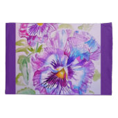 Pansy Waterverf Patroon op Paarse Blue Pansies Kussensloop (Achterkant)