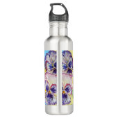 Pansy Waterverf Patroon op Roze en Bleek Geel 7 Waterfles (Achterkant)