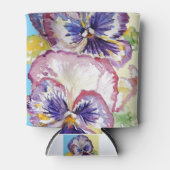 Pansy Waterverf Patroon op Roze en Bleek Geel Blikjeskoeler (Voorkant)