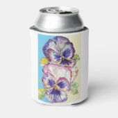 Pansy Waterverf Patroon op Roze en Bleek Geel Blikjeskoeler (Blikje Achterkant)