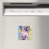 Pansy Waterverf Patroon op Roze en Bleek Geel Magneet (Insitu (Vaatwasser))