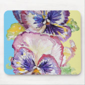 Pansy Waterverf Patroon op Roze en Bleek Geel Muismat (Voorkant)