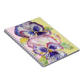 Pansy Waterverf Patroon op Roze en Bleek Geel Notitieboek (Rechterzijde)