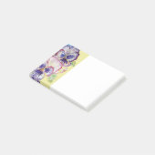 Pansy Waterverf Patroon op Roze en Bleek Geel Post-it® Notes (Schuin)