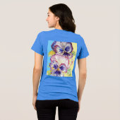 Pansy Waterverf Patroon op Roze Geel Blauw Tri-Blend Shirt (Achterkant volledig)