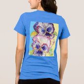 Pansy Waterverf Patroon op Roze Geel Blauw Tri-Blend Shirt (Achterkant)