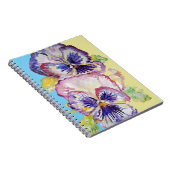 Pansy Waterverf Pattern on Blue and Bleek Yellow N Notitieboek (Rechterzijde)