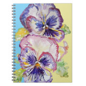 Pansy Waterverf Pattern on Blue and Bleek Yellow N Notitieboek (Voorkant)
