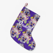 Pansy Waterverf Purple Flowers Floral Stocking Kleine Kerstsok (Voorkant (Hangend))
