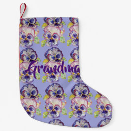 Pansy Waterverf Purple Flowers Grandma Stocking Kleine Kerstsok
