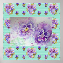 Pansy Waterverf Schilderijen van Paars Poster