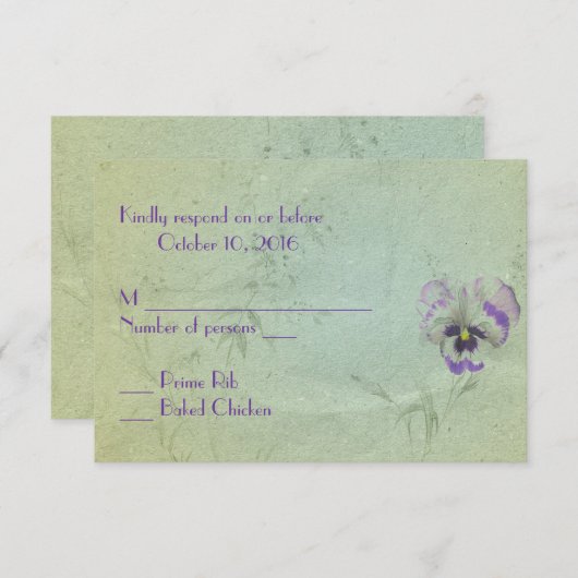 Pansy Wedding RSVP (Voorkant / Achterkant)