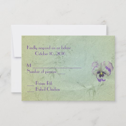 Pansy Wedding RSVP Kaartje (Voorkant)