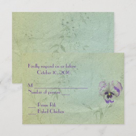 Pansy Wedding RSVP Kaartje (Voorkant / Achterkant)