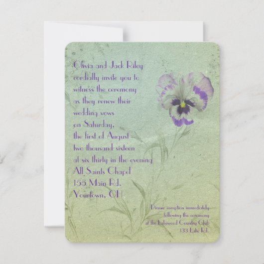 Pansy Wedding Vow Renewal Kaart (Voorkant)