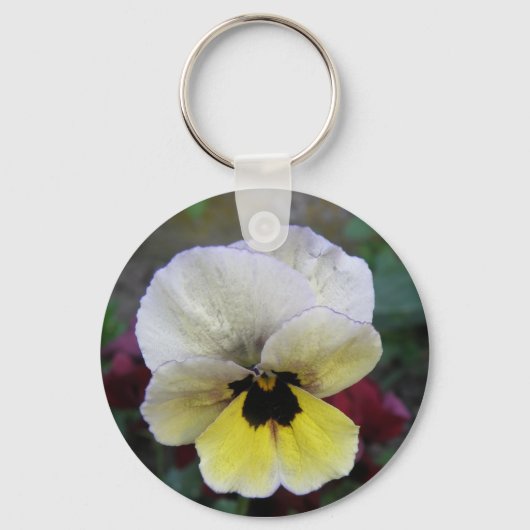 Pansy White en Yellow Sleutelhanger (Voorkant)