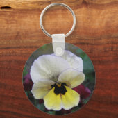 Pansy White en Yellow Sleutelhanger (Voorkant)
