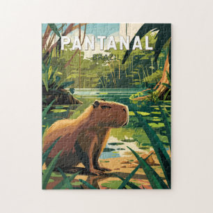 Pantanal Brazil Capybara Travel Art Vintage Legpuzzel