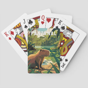 Pantanal Brazil Capybara Travel Art Vintage Pokerkaarten