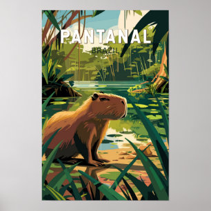 Pantanal Brazilië Capybara Reis Kunst Vintage Poster
