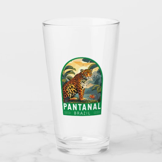 Pantanal Brazilië Jaguar Travel Art Vintage Glas (Voorkant)