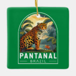Pantanal Brazilië Jaguar Travel Art Vintage Keramisch Ornament<br><div class="desc">Pantanale retro vector reisontwerp. De Pantanal is een natuurlijke regio die 's werelds grootste tropische wetland en 's werelds grootste overstroomde graslanden omvat.</div>