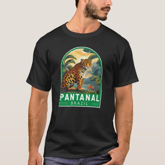 Pantanal Brazilië Jaguar Travel Art Vintage T-shirt (Voorkant)