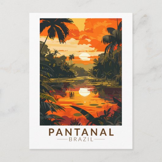 Pantanal Brazilië Zonsondergang Reizen Kunst Vinta Briefkaart (Voorkant)