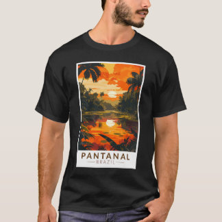 Pantanal Brazilië Zonsondergang Reizen Kunst Vinta T-shirt