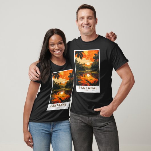 Pantanal Brazilië Zonsondergang Reizen Kunst Vinta T-shirt (Unisex)