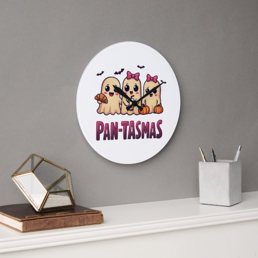 Pantasmas Funny Ghost Groovy Retro Halloween Grote Klok (Kantoor)