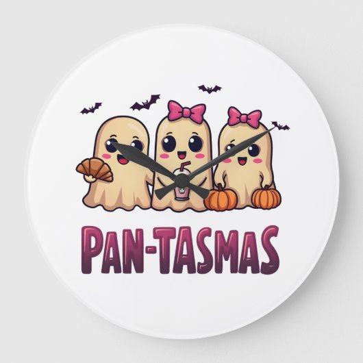Pantasmas Funny Ghost Groovy Retro Halloween Grote Klok (Voorkant)