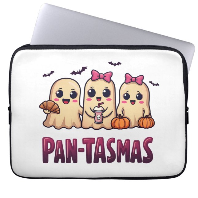 Pantasmas Grappige Geest Groovy Retro Halloween Laptop Sleeve (Voorkant)