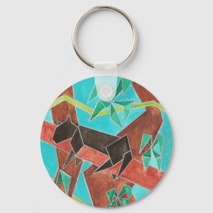 Panter Aquarel Kunst Sleutelhanger