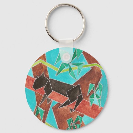 Panter Aquarel Kunst Sleutelhanger (Voorkant)
