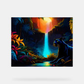Panter bij een waterval acryl bord (Voorkant)