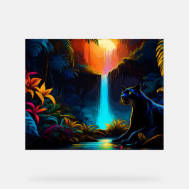 Panter bij een waterval acryl bord
