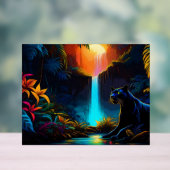 Panter bij een waterval acryl bord (Neutraal)