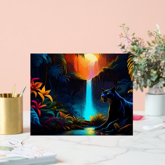Panter bij een waterval acryl bord (Huwelijk)