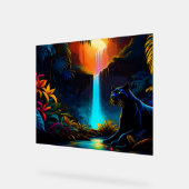 Panter bij een waterval acryl bord (Hoek)