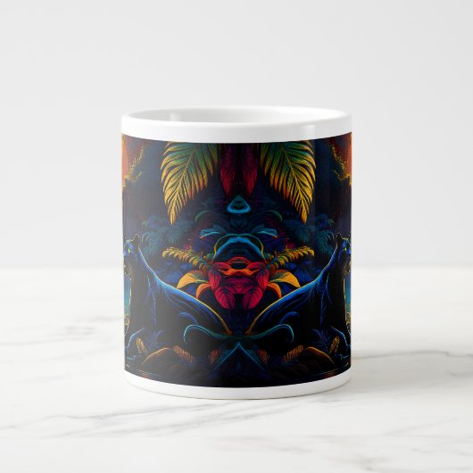 Panter bij een waterval grote koffiekop (Voorkant)