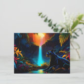 Panter bij een waterval kaart (Staand voorkant)