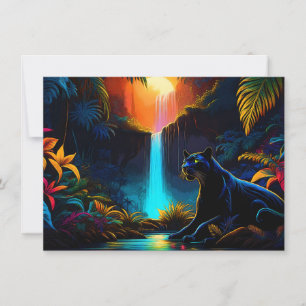 Panter bij een waterval kaart