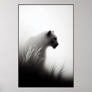 Panter in de Whispering Mist Abstract Poster